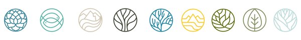 Logos de las diferentes líneas de producto de Biogarden